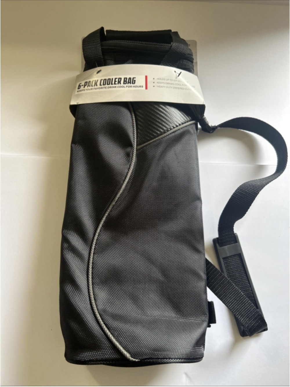 MAXFLI Golf Cooler Bag 6-Pack 12oz Cans Black Cylinder Adjustable Strap
